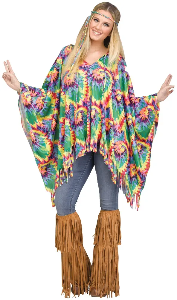 Poncho Tie-Dye Hippie (2-Pack)